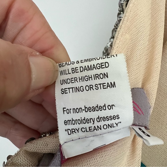 JOVANI Teal Beaded Sequins Halter Wedding Ball Gown Formal Evening Dress Sz 8 - Picture 11 of 16